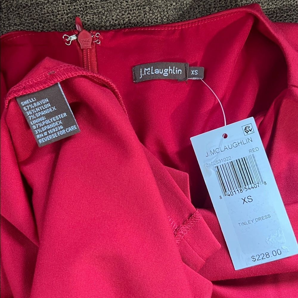 New J.MCLAUGHLIN Tinley 3/4 Sleeve Sheath Dress Size XS in Red - Picture 12 of 14